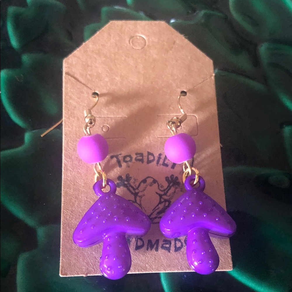 Purple Mushroom Earrings